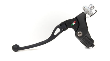 Domino MotoGP foldable clutch lever assembly made of forged aluminum, weighs 145g, designed for motorcycle clutch control.