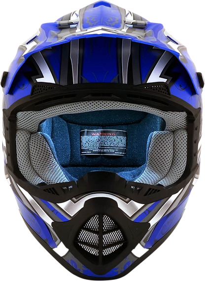 Bill's Exhausts AFX FX-17 Butterfly Matte Blue helmet in XL size, front view showing sleek design and vibrant color.