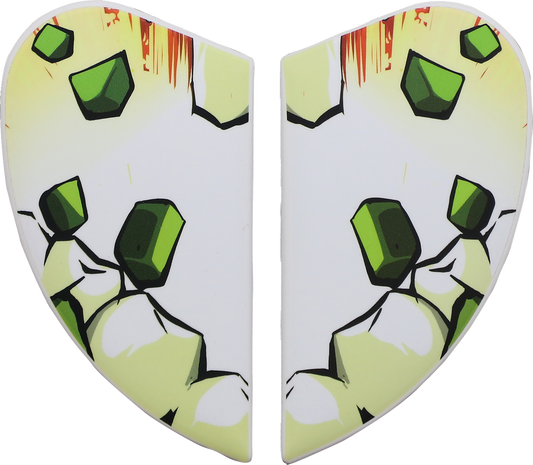 Green ICON Airform™ Side Plates for Grenadier helmet, helmet parts by Bill's Exhausts, showing detailed side view.