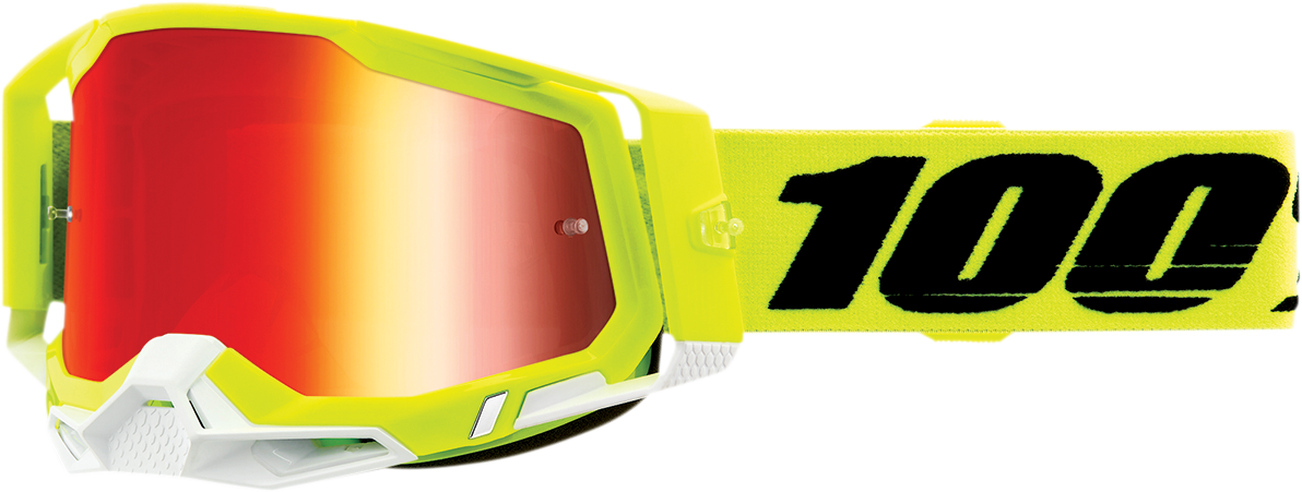 100% Racecraft 2 Goggles - Fluo Yellow - Red Mirror 50010-00004 - Howling Moto