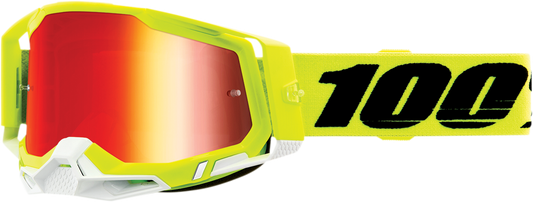 100% Racecraft 2 Goggles - Fluo Yellow - Red Mirror 50010-00004 - Howling Moto