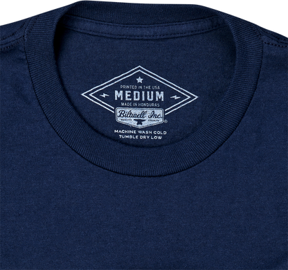Bill's Exhausts BILTWELL Script T-Shirt in navy, medium size, featuring a stylish script logo on the front.