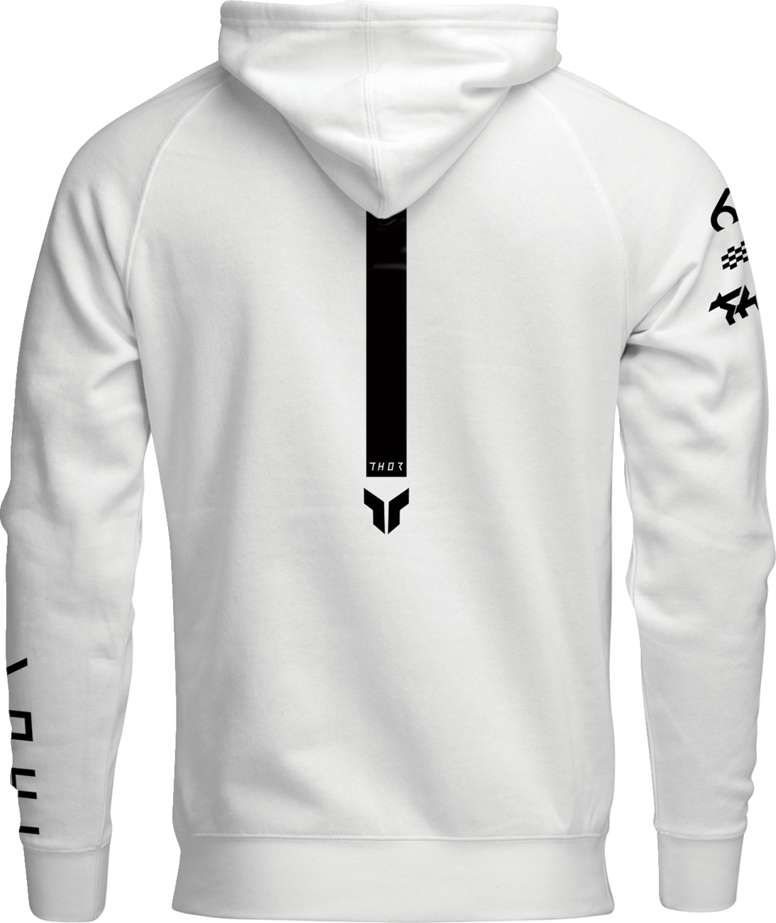 White THOR Rogue pullover hoodie in XL, heavyweight cotton-polyester blend, with a front chest logo and comfortable fit.