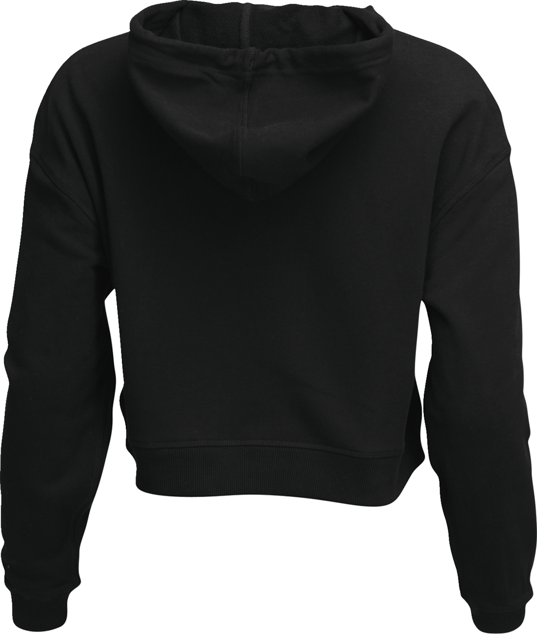 Black THOR women's noise pullover crop hoodie, size large, featuring a comfortable fit and stylish design.