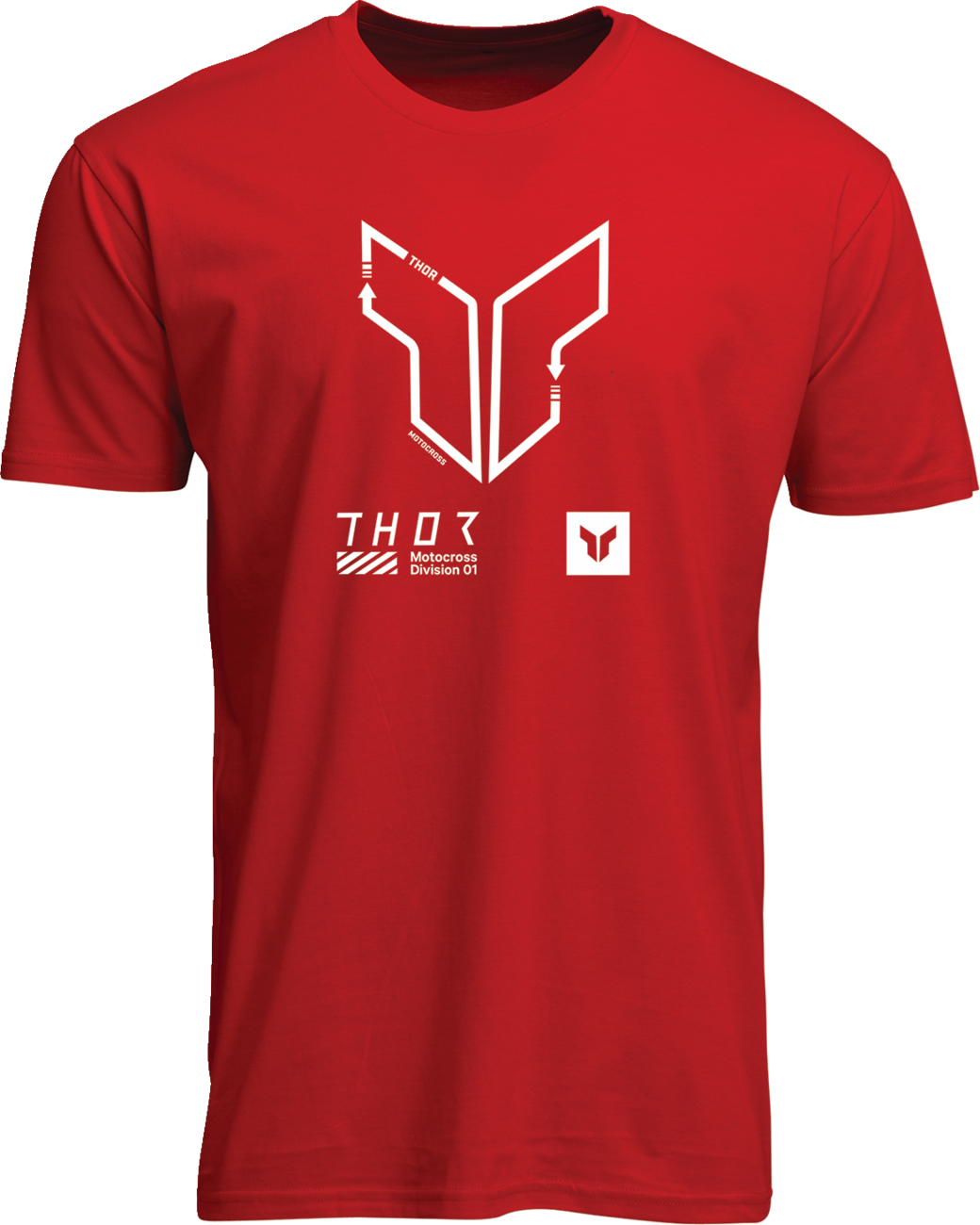 Red THOR Trax T-Shirt in 2XL with screen printed THOR logo, casual fit, featuring bold graphic design.