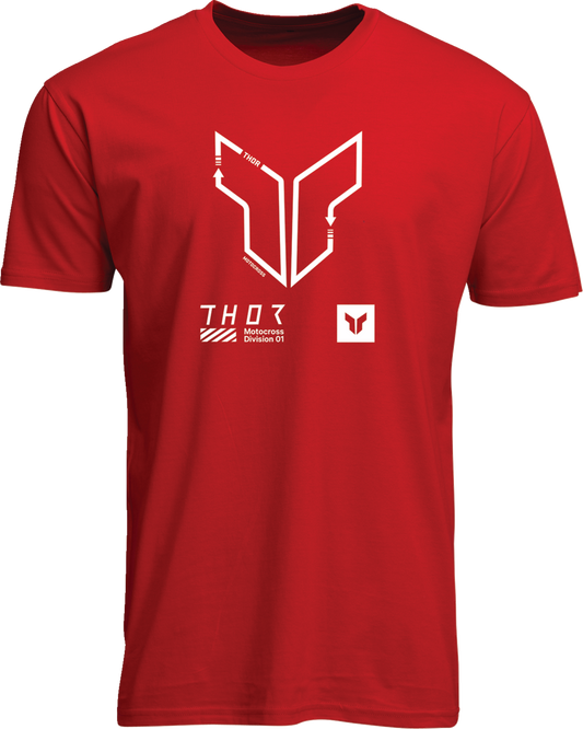 Red THOR Trax T-Shirt in 2XL with screen printed THOR logo, casual fit, featuring bold graphic design.