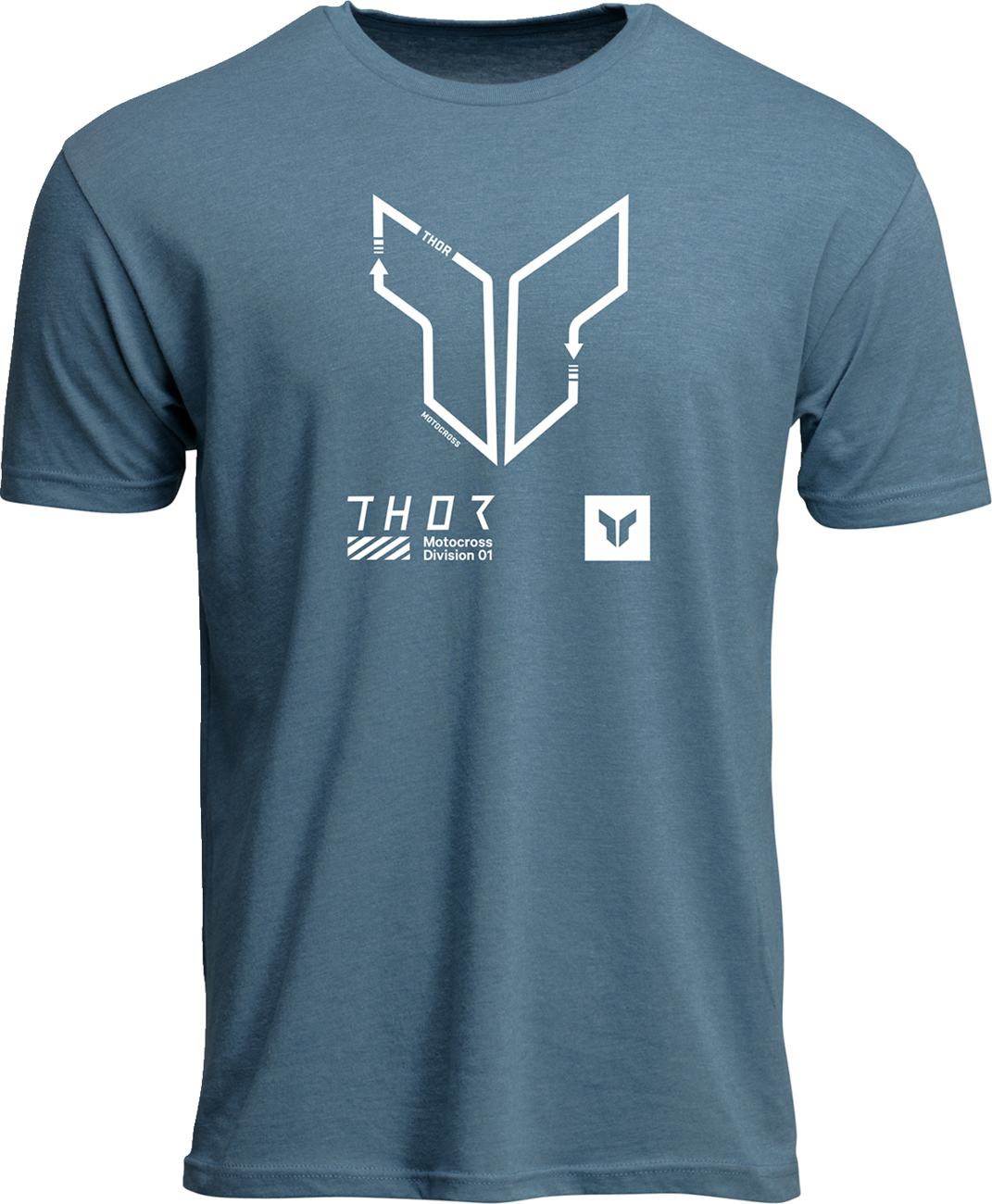 Heather slate blue THOR Trax T-Shirt in 2XL, featuring a casual fit and graphic design, front view.