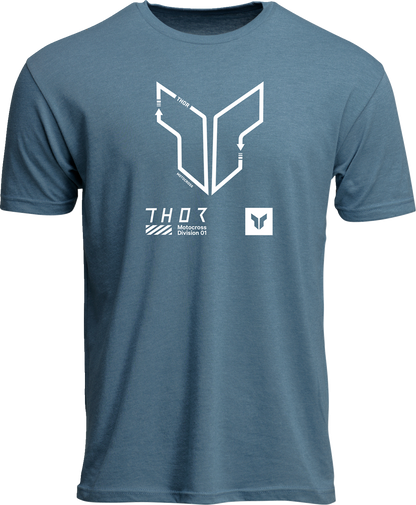 Heather slate blue THOR Trax T-Shirt in 2XL, featuring a casual fit and graphic design, front view.