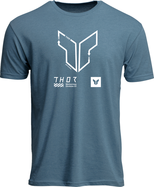 Heather slate blue THOR Trax T-Shirt in 2XL, featuring a casual fit and graphic design, front view.