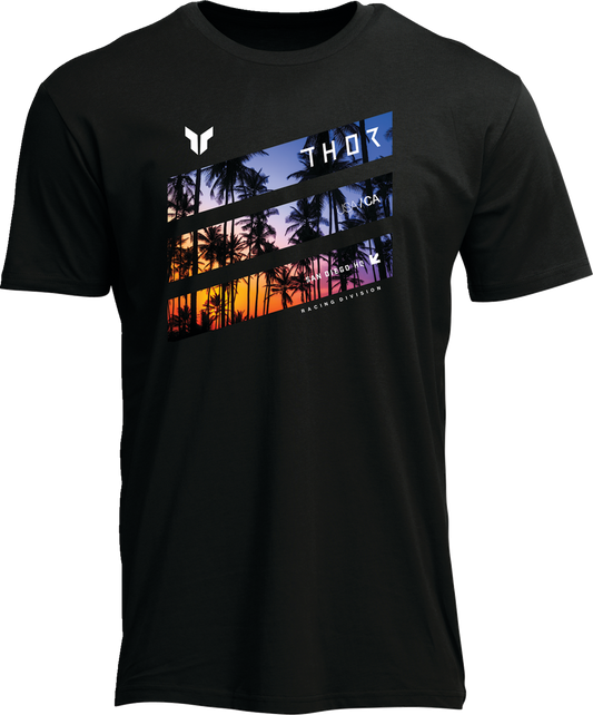 Black THOR SD T-Shirt in large size with front graphic design, made by THOR, featuring bold branding and comfortable fabric.