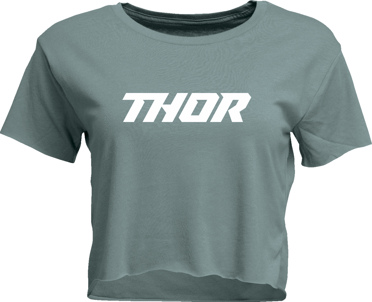 THOR Women's Corp Crop T-Shirt in mineral gray, size large, featuring a casual crew neck and short sleeves.