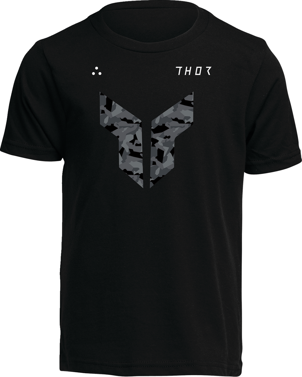 Youth THOR Iconic T-Shirt in carbon black, medium size, made of 60% cotton and 40% polyester, featuring the THOR logo design.