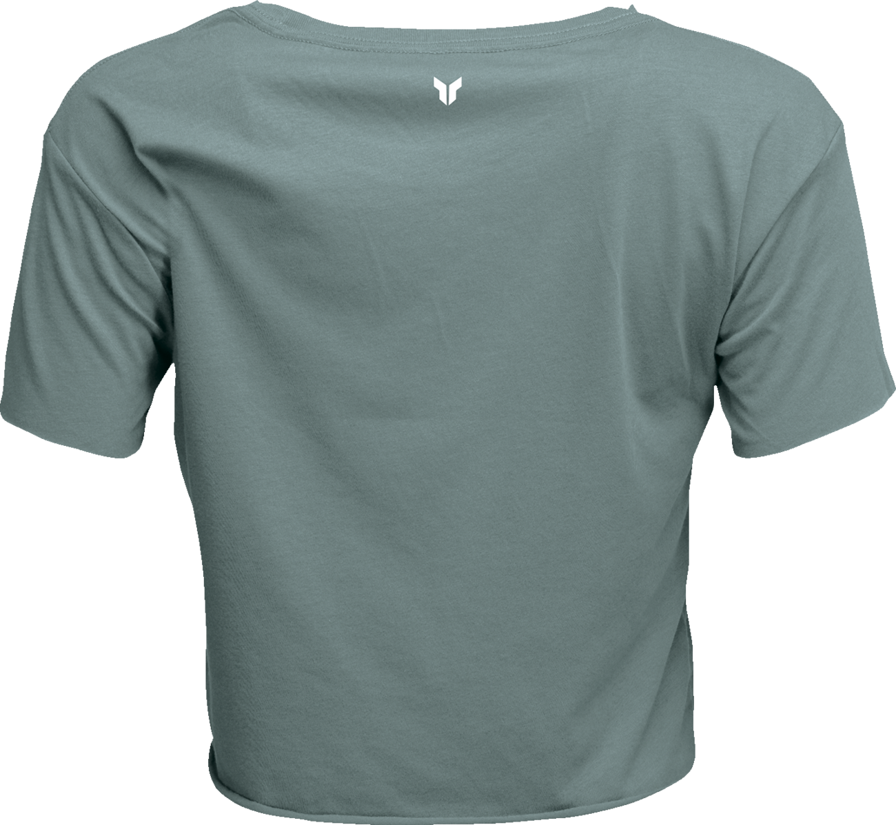 THOR Women's Corp Crop T-Shirt in mineral gray, size large, with crew neckline and short sleeves, casual fit.