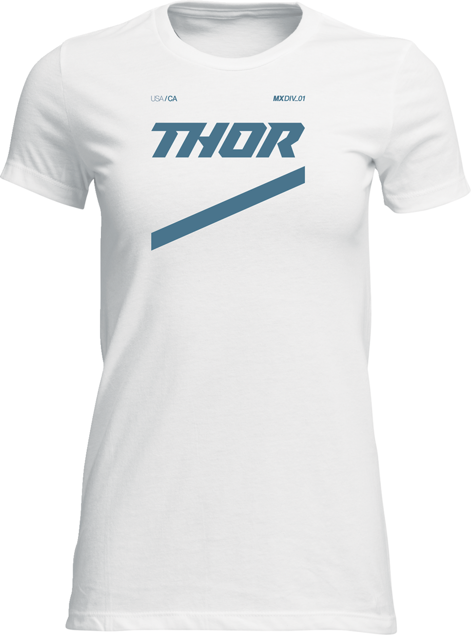 White THOR Women's Brave T-Shirt featuring bold graphic design and comfortable fit, ideal for casual wear.