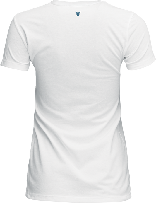 White THOR Women's Brave T-Shirt in XL laid flat, showing front design and soft fabric texture.