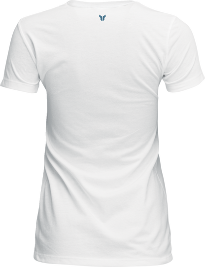 White THOR Women's Brave T-Shirt featuring bold Thor graphic design on the front, made from soft, comfortable fabric.