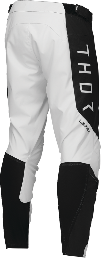 Black THOR Launchmode Storm Pants in US size 34, featuring durable motorcycle riding gear with reinforced panels.