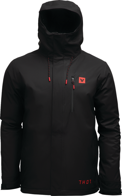 Black THOR Tour motorcycle jacket in 2XL with water resistance and insulation, designed for riding comfort and protection.