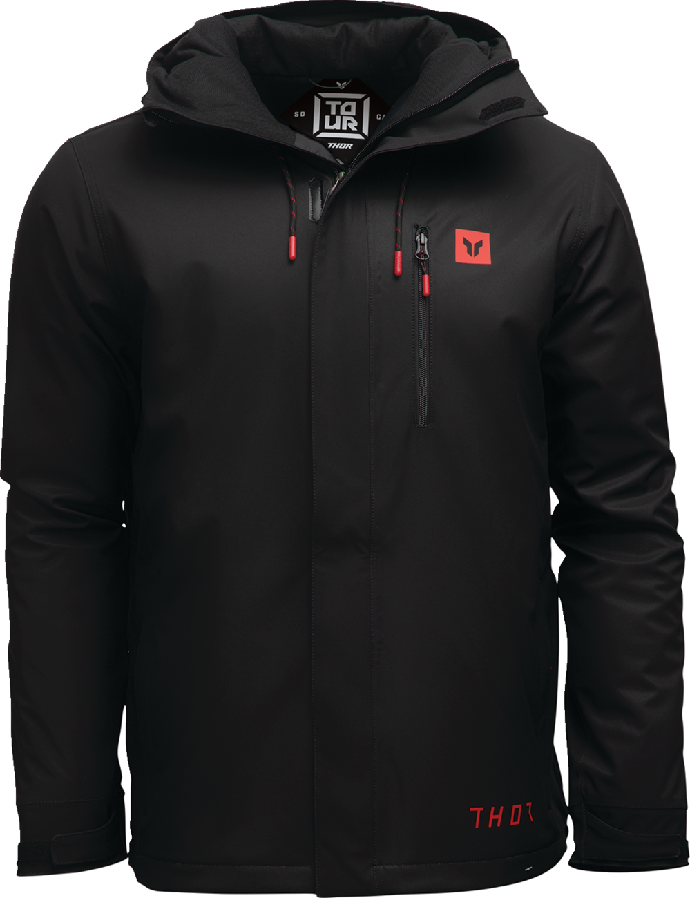 Black THOR Tour Motorcycle Jacket in 2XL with water-resistant and insulated features, suitable for riding in various weather conditions.