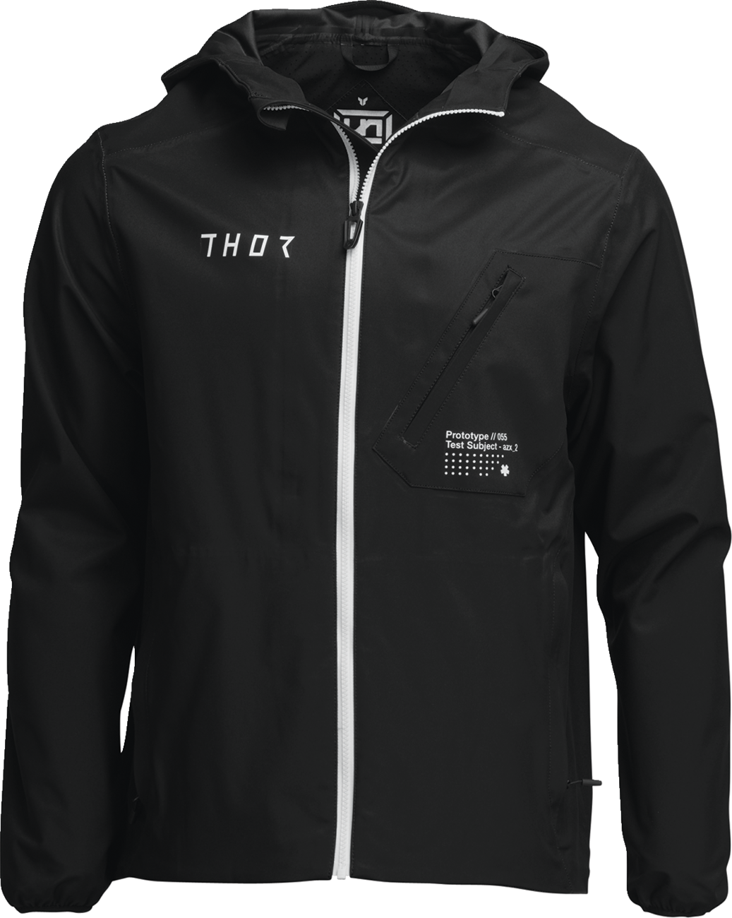 THOR Unit Light Shell Jacket in black, size XL, featuring lightweight waterproof design and durable fabric for outdoor activities.