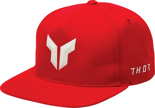 Red THOR Iconic hat with 3D Thor logo, featuring a stylish design and adjustable strap, part number 2501-4287.