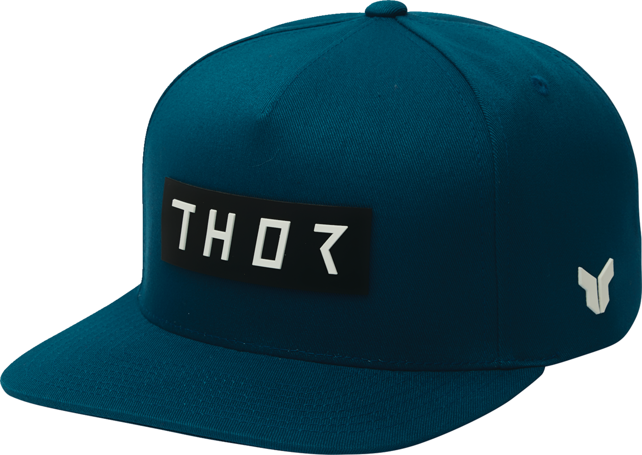 THOR Rogue helmet in slate blue with black accents, featuring a sleek aerodynamic design and ventilation for motorcycle riding.