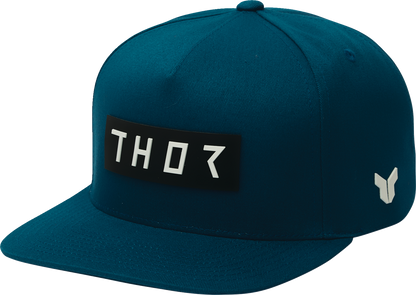 THOR Rogue helmet in slate blue with black accents, featuring a sleek aerodynamic design and ventilation for motorcycle riding.