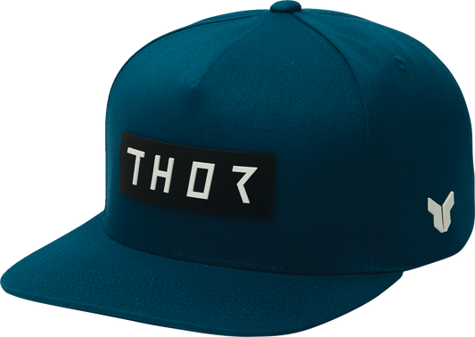 THOR Rogue helmet in slate blue with black accents, featuring a sleek aerodynamic design and ventilation for motorcycle riding.