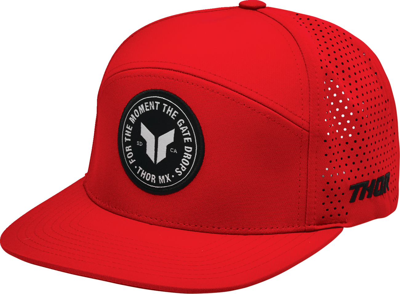 Red THOR Badge Hat featuring the iconic THOR logo, adjustable cap with a curved brim and embroidered front design.