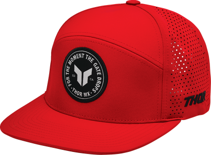Red THOR Badge Hat featuring the iconic THOR logo, adjustable cap with a curved brim and embroidered front design.