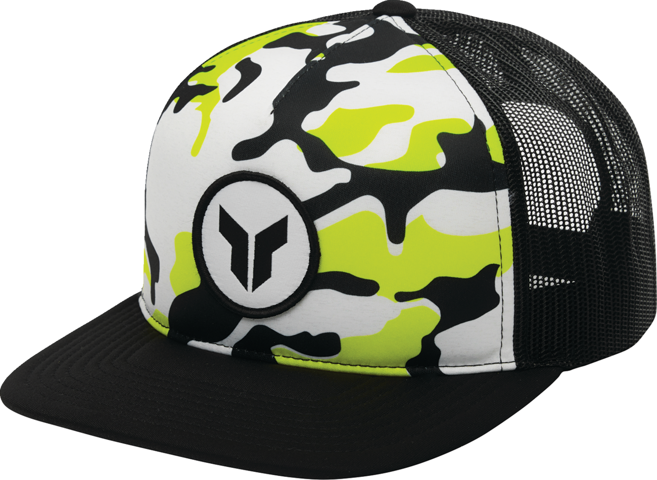 THOR Riot Hat Acid color five-panel trucker cap with woven patch, casual accessories for streetwear style.