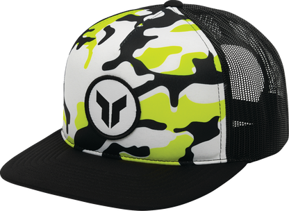 THOR Riot Hat Acid color five-panel trucker cap with woven patch, casual accessories for streetwear style.
