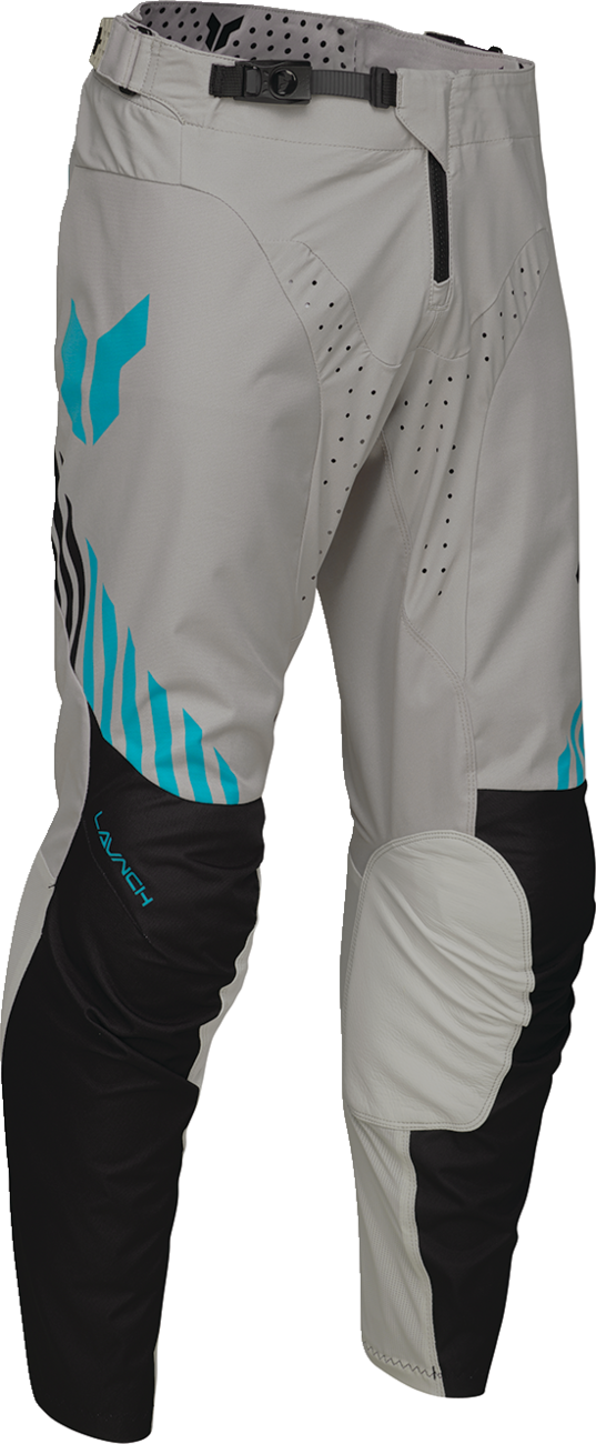 THOR Launchmode Zone Pants in sand color, US size 30, featuring durable motocross gear with reinforced panels and secure fit.