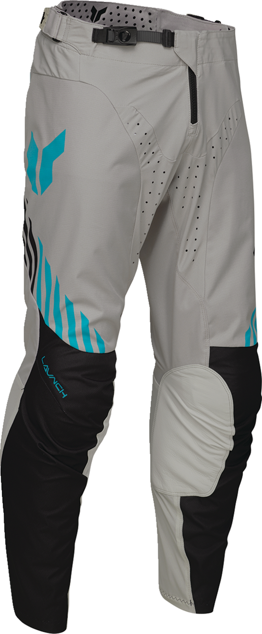 THOR Launchmode Zone Pants in sand color, US size 30, featuring durable motocross gear with reinforced panels and secure fit.