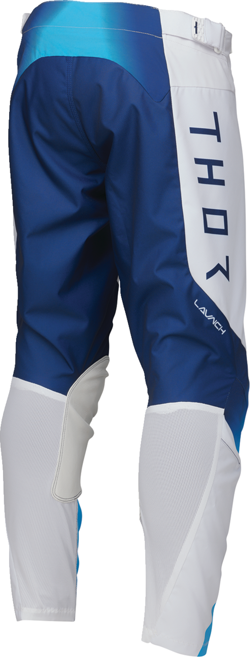 White THOR Launchmode Storm motorcycle riding pants with ventilation and durable construction, US size 32.