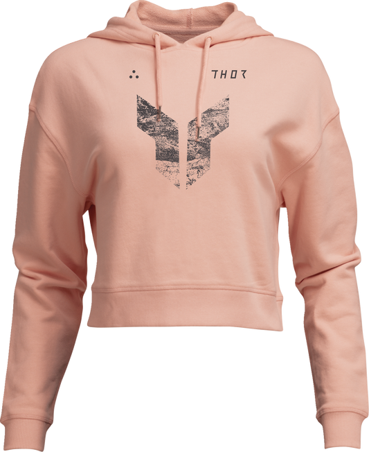 Pink THOR Women's Iconic Pullover Crop Hoodie in XL, featuring a soft fabric and stylish cropped design.