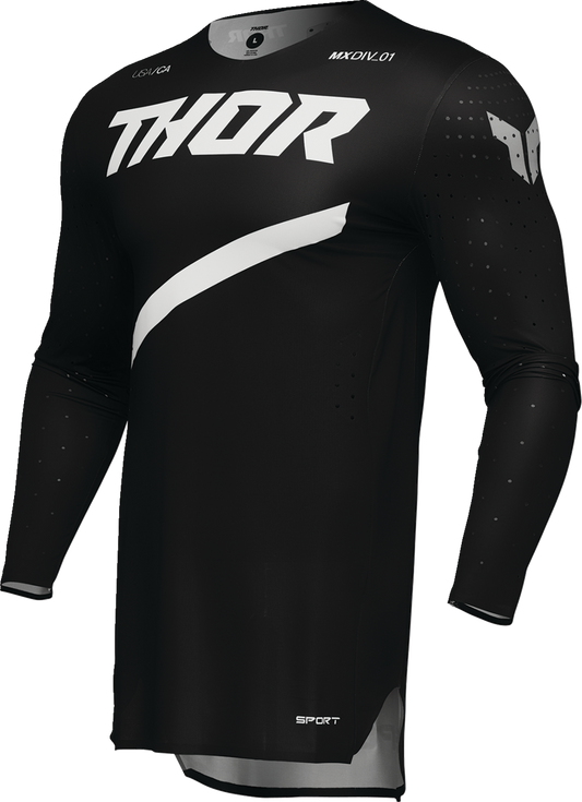 THOR Sportmode Brave motocross jersey in black, XL size, featuring durable fabric and bold design for MX riding gear.