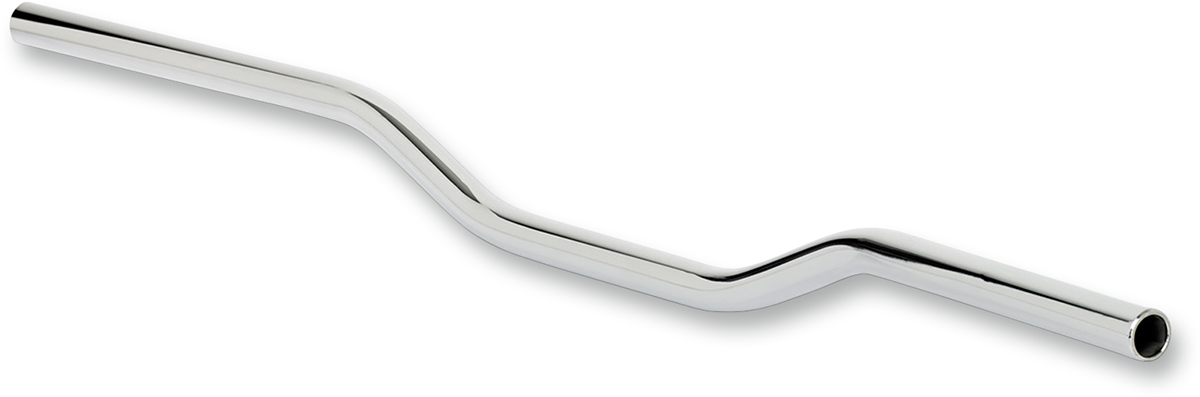 Chrome BILTWELL Tracker Handlebars for motorcycles, featuring a sleek, curved design with metal finish and mounting points.
