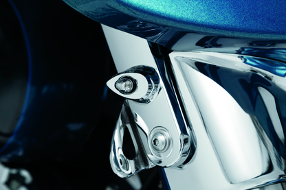Kuryakyn Kellerman Atto clear lens amber chrome motorcycle LED light showing the LED bulb and chrome housing
