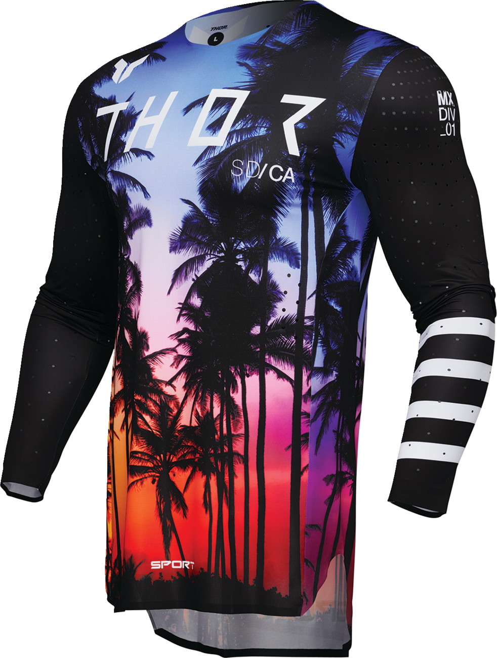 Black THOR Sportmode SD jersey in XL size featuring breathable fabric and sporty design for motocross or cycling.