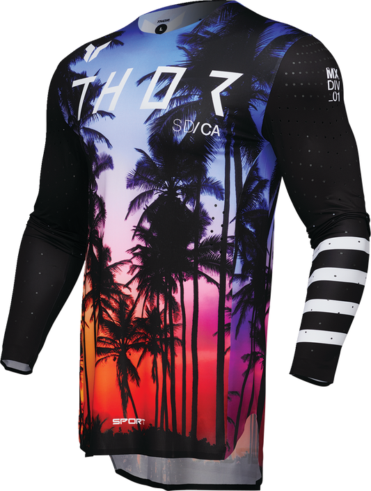 Black THOR Sportmode SD jersey in XL size featuring breathable fabric and sporty design for motocross or cycling.