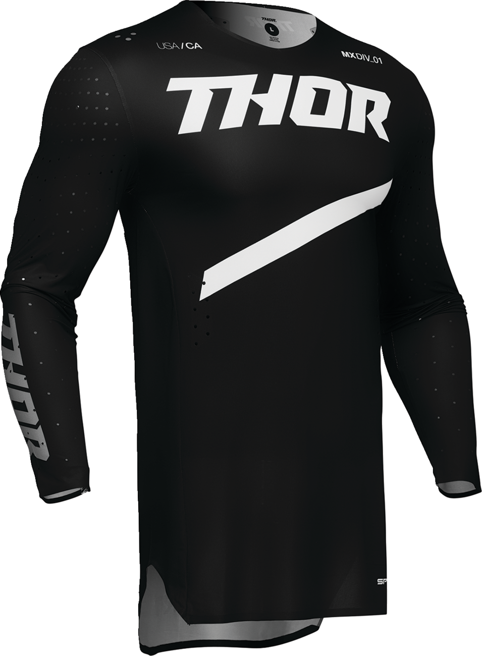 Black THOR Sportmode Brave motocross jersey in XL, featuring breathable fabric and motocross riding gear design.