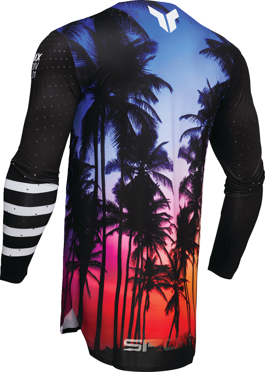 Black THOR Sportmode SD jersey in XL size shown, featuring athletic design and breathable fabric for motocross riding.