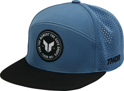 Slate blue THOR Badge Hat featuring the THOR logo embroidered on the front, casual cap with adjustable strap.