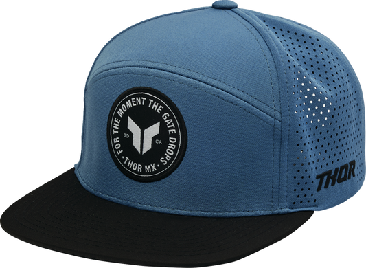 Slate blue THOR Badge Hat featuring the THOR logo embroidered on the front, casual cap with adjustable strap.