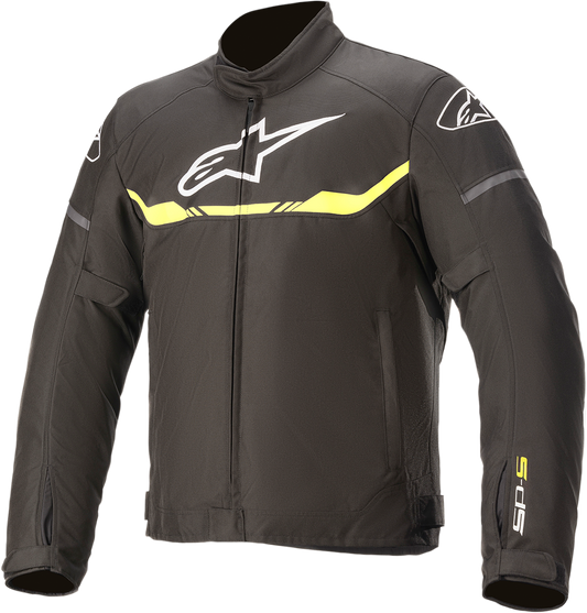 Alpinestars T-SP S waterproof jacket in black and yellow, 4XL size, featuring a sleek, rain-resistant design.