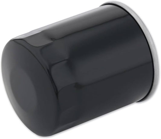 Harley-Davidson Super Premium5 black oil filter, OEM part 63731-99A, showing the cylindrical filter with branding details.