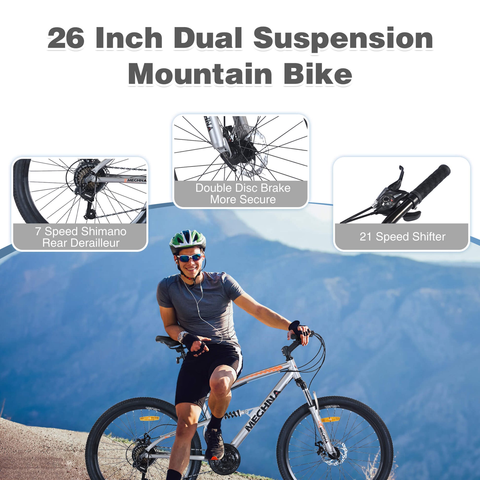 Hycline Meghna Feyan bicycle tire, 26-inch by 2.1-inch, mounted on a bike rim with tread pattern visible in the image.
