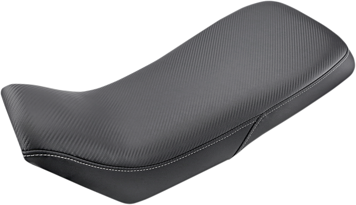 Black SADDLEMEN Adventure Tour Seat for KLR 650, low-profile, stitched one-piece motorcycle seat by Bill's Exhausts.