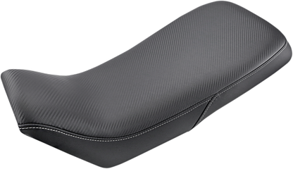 Black SADDLEMEN Adventure Tour Seat for KLR 650, low-profile, stitched one-piece motorcycle seat by Bill's Exhausts.